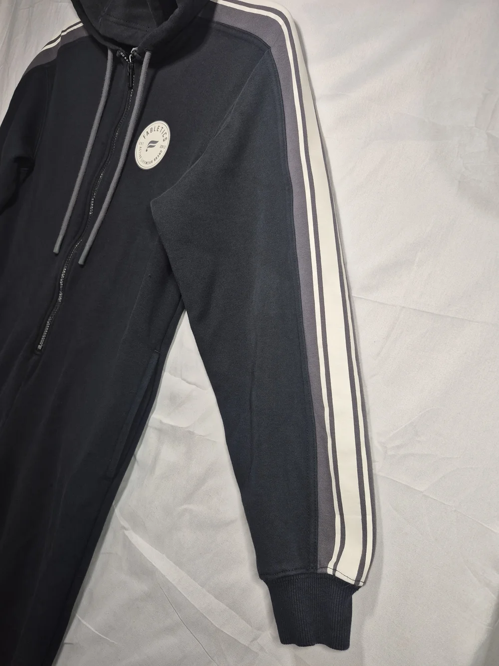 Fabletics Black Zip-Front Hoodie with White Brand Tag